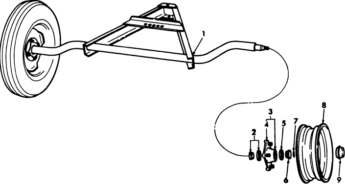 010 AXLE W/FRAME, HUB & WHEEL PULL-TYPE