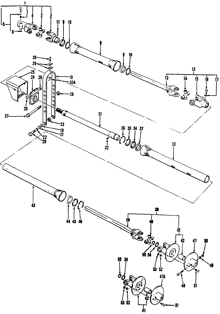 014 DRIVE ASSEMBLIES W/SHEAR BOLT 60" & 72" PULL TYPE MODELS, 3-JOINT