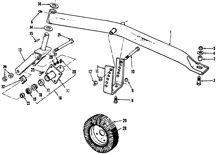 008 GAUGE WHEEL SUPPORT & WHEEL, 909 & 910 SERIES MODELS 22-158,22-19