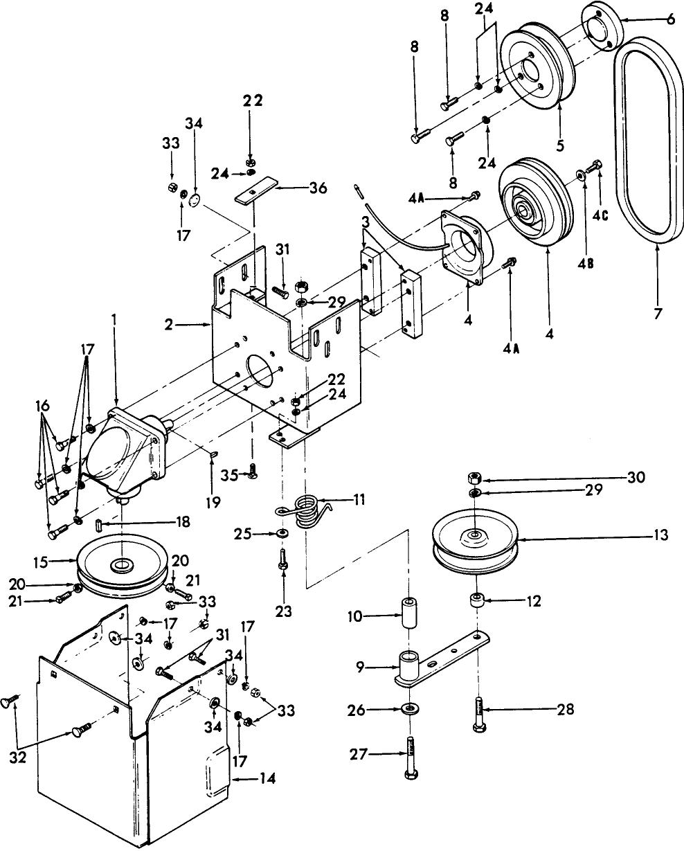 004 CLUTCH DRIVE ASSEMBLY 45" ROTARY MOWER, MODELS 22DA0045, 22DA0046,