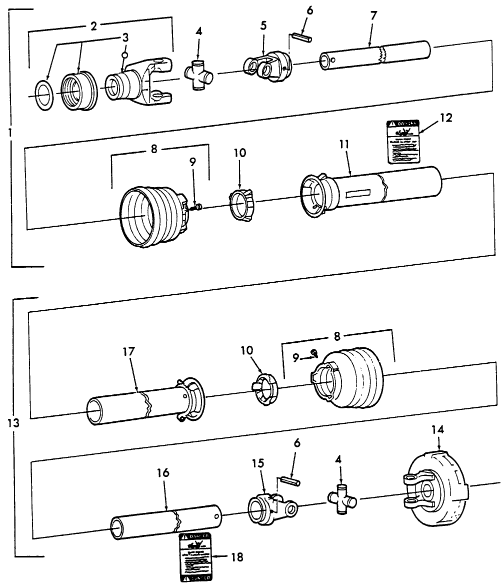 005 DRIVELINE, 60" & 72", 12-87/-, 9606368, 9606369, 9606370 & 9606371