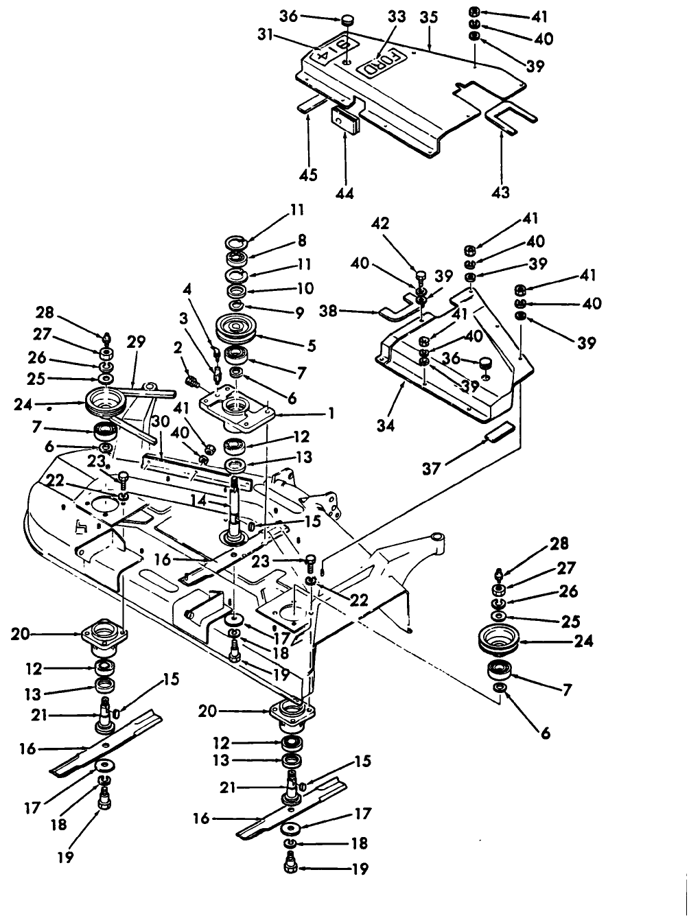 003 BLADE & PULLEY ASSY. - 48" - 9607333, 9802797