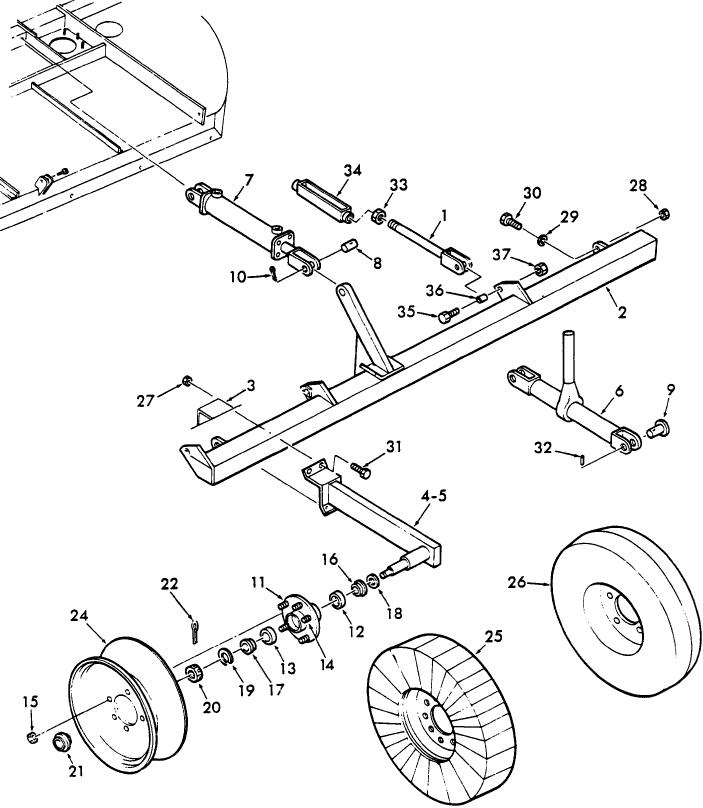 004 GAUGE WHEEL & RELATED PARTS, 120" PULL TYPE, MODEL 9607343