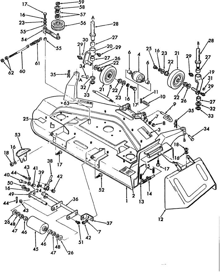 001 MOWER DECK ASSY. & RELATED PARTS - 48" - 9607333, 9802797