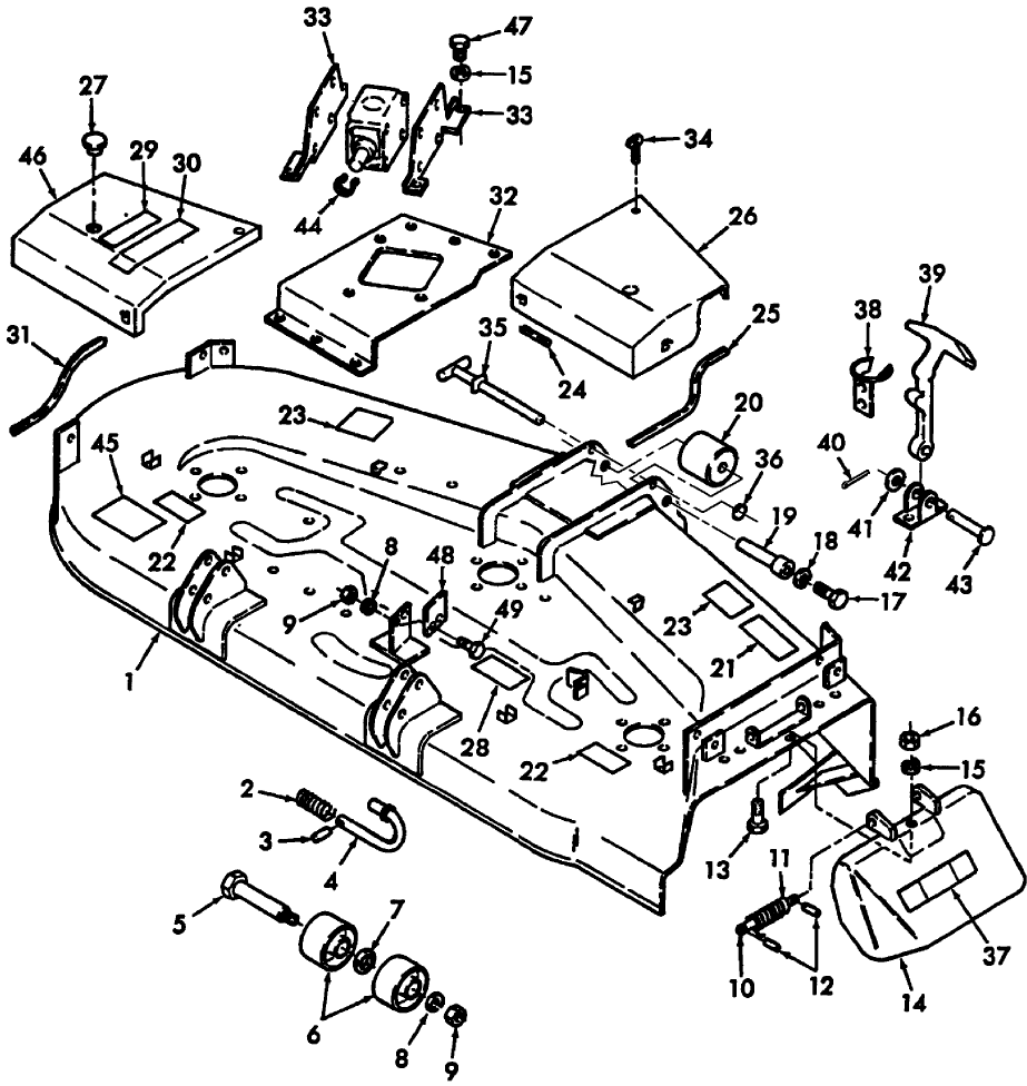 001 MOWER DECK ASSEMBLY & RELATED PARTS - 72" - 9809198  1520 MODELS