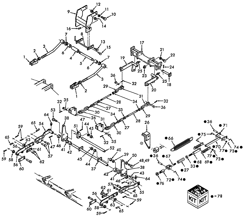 012 MOUNTING LINKAGE - 72" - 9809198 FOR 1520, 1620, 1715   MODELS