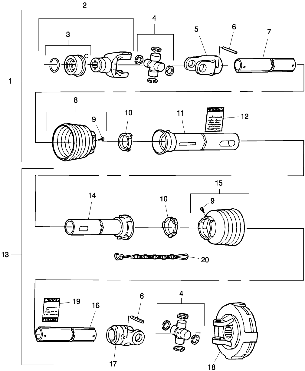 009 DRIVELINE, LIFT TYPE, 60", 72" & 84"