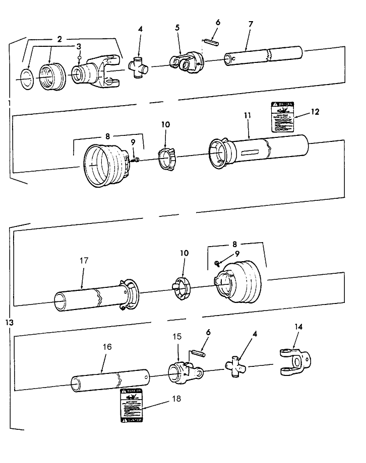 006A DRIVELINE, MODEL 951B - 48", 60", & 72" USED WITH SHEAR BOLT (9-95/)