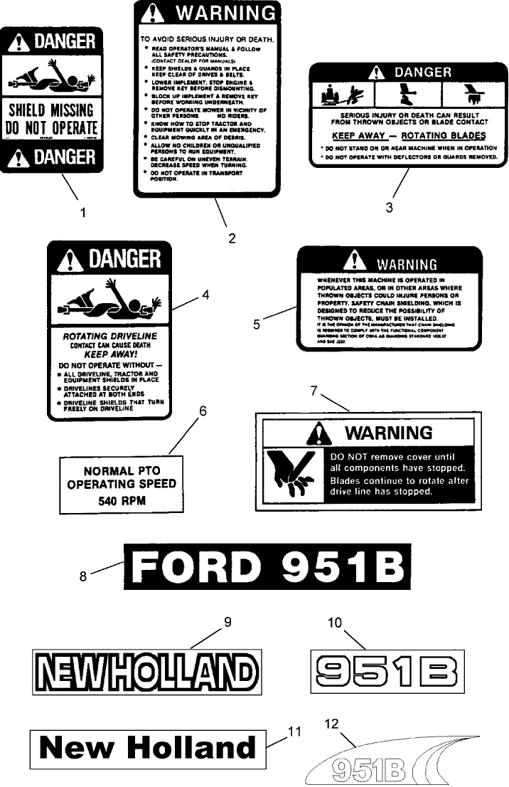 009 DECALS, MODEL 951B