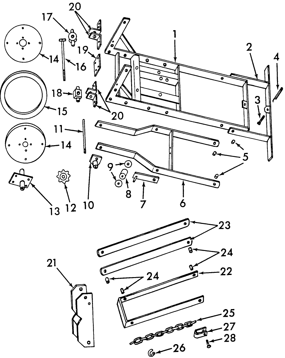 006 FRAME, DRIVE WHEEL & HITCH ASSEMBLY, BFE-33
