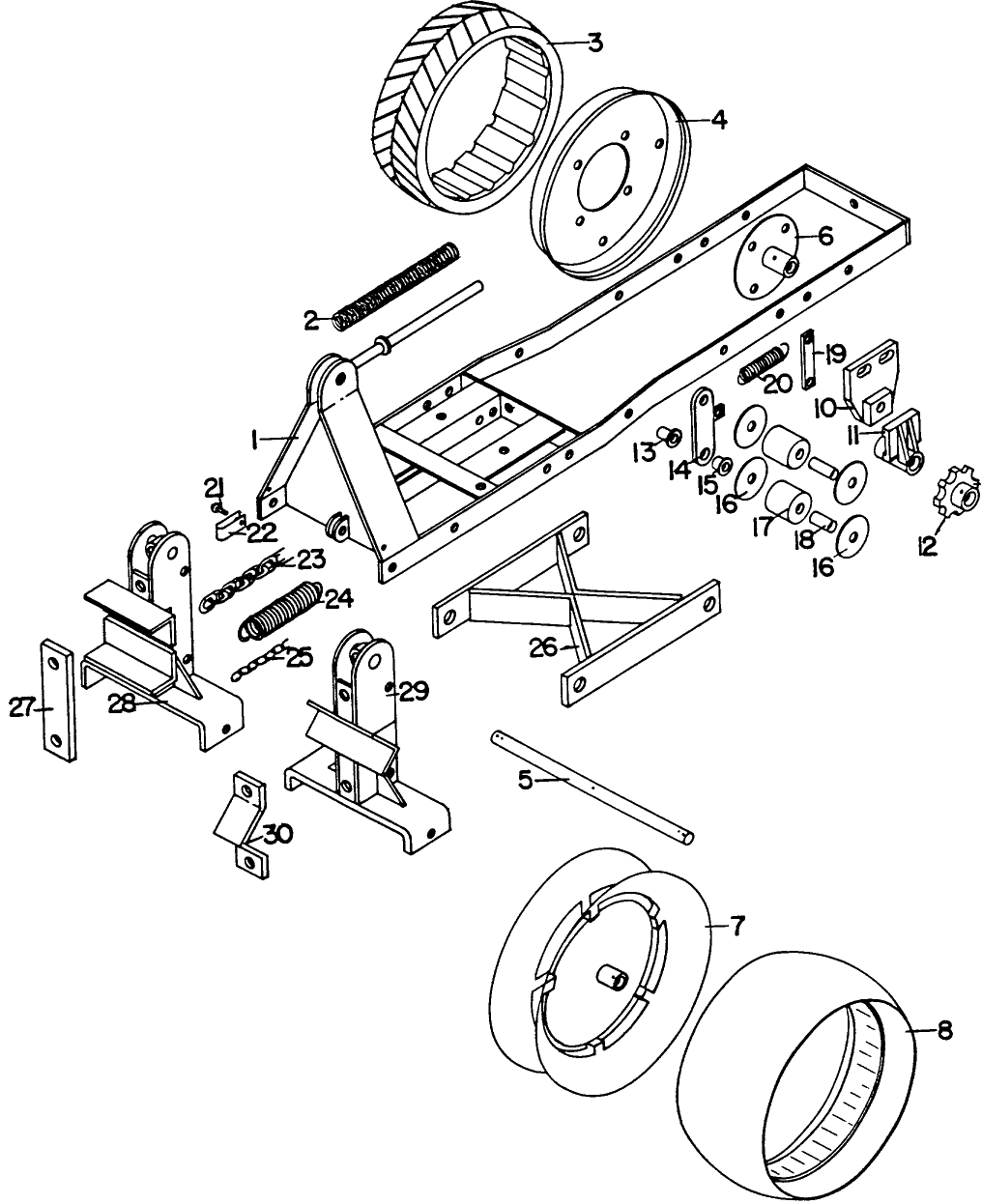 002 FRAME ASSEMBLY & RELATED PARTS, 28 & 29 PLANTERS