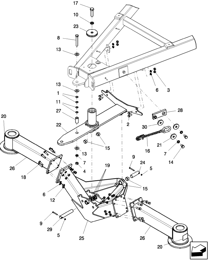 D.50.C(06) ROW CROP CASTER 120" SPACING - WHEEL HOUSING AND MOUNT