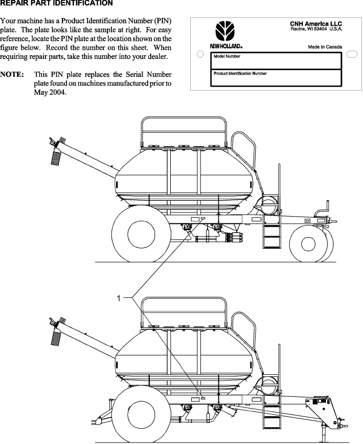 E.60.A(02) PIN IDENTIFICATION NUMBER PLATE LOCATIONS