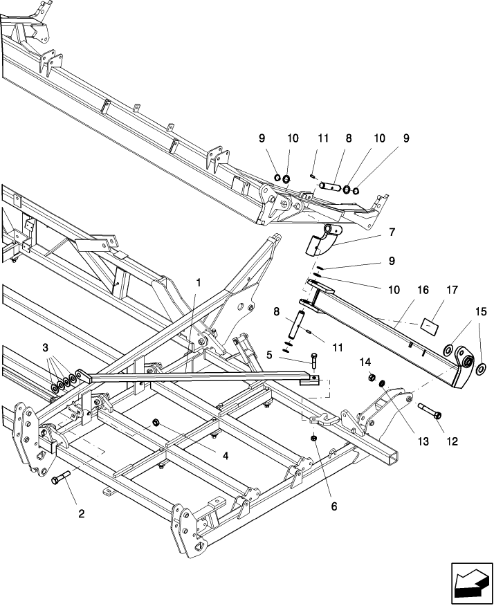 1.330.1 6' THREE SECTION OUTER WING BRACING AND ROCKSHAFT - 27' MODEL SHOWN