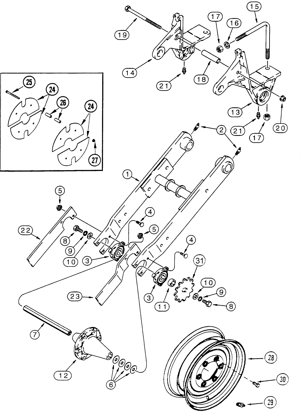 D.20.B(17) DRIVE WHEELS - DUAL ARM, 6R 8R TRAILING