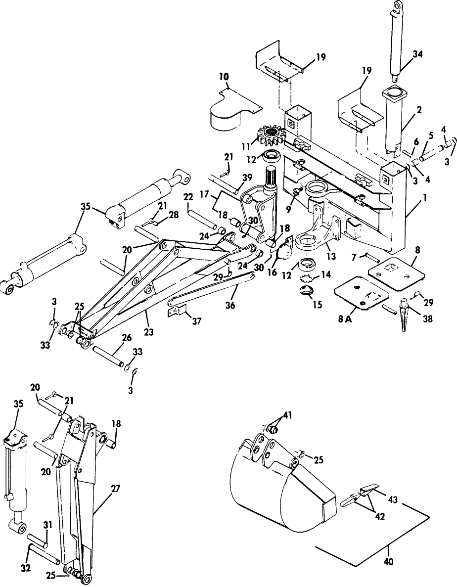 067 MAIN FRAME, DIPPER STICK, BOOM AND BUCKET GROUP
