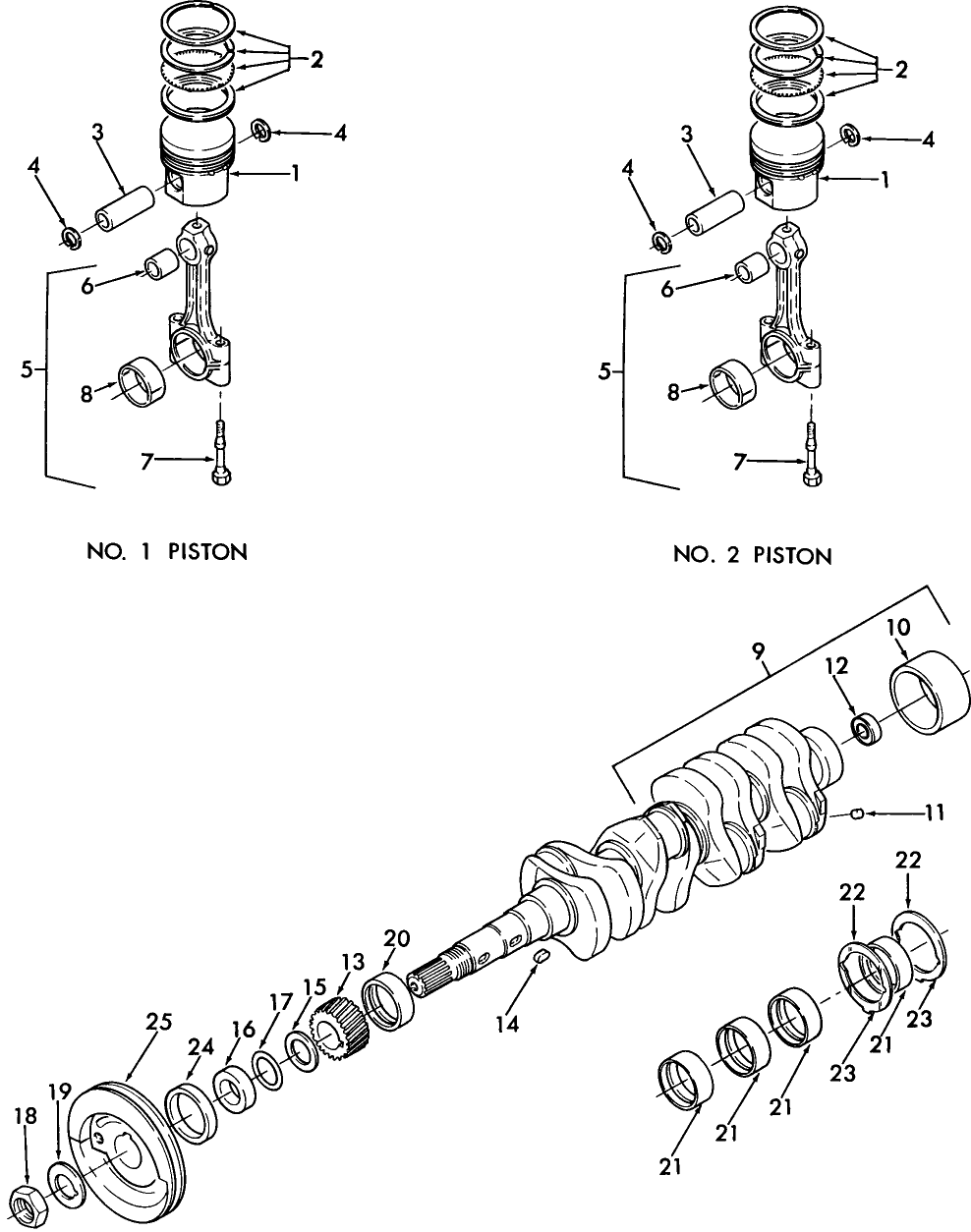 086 KUBOTA V1902-B DIESEL ENGINE, PISTON & CRANKSHAFT