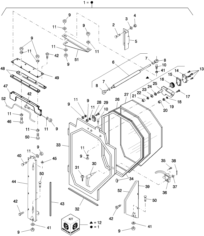 01D03 CAB DOOR, FRAME & WIPER MOTOR, NEW STYLE