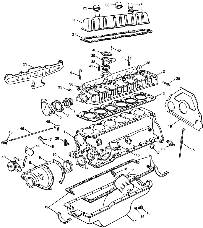 058 ENGINE, EXTERNAL, FORD 200 CID GAS ENGINE