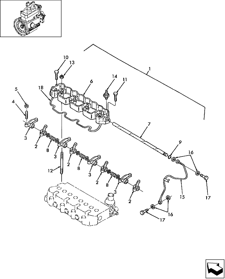 01.06.01 ROCKER ARMS, LS160 BEFORE S/N 124735, LS170 AFTER ENGINE S/N 108982