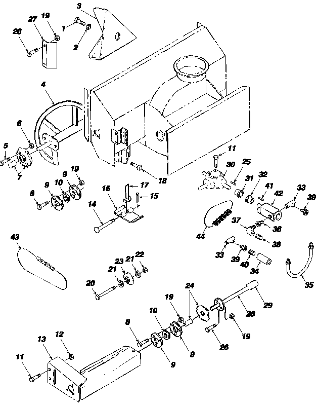 07D07 SNOWBLOWER, 84", HIGH FLOW OIL, MAIN FRAME & ATTACHING PARTS