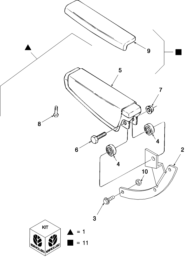 01C04 ARM PAD & ARMREST KIT, PLASTIC SEAT BACK