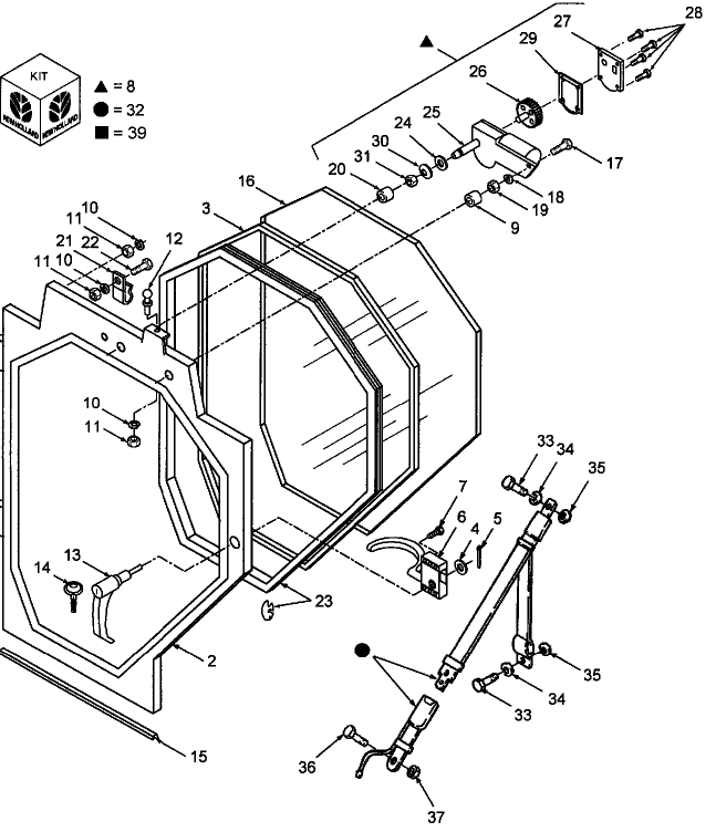 01D01 CAB ENCLOSURE KIT, DOOR & DOOR WIPER MOTOR ASSEMBLY